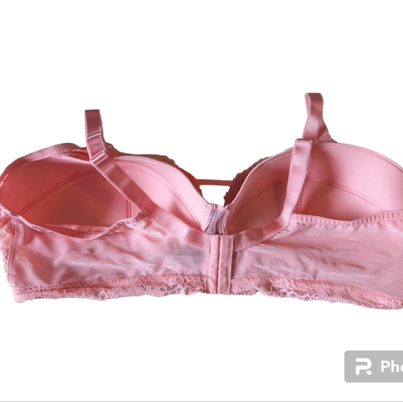 Hips & Curves Bra 46DDD Rose Pink Lace Wire Free Adjustable Straps Convertible - Picture 6 of 7